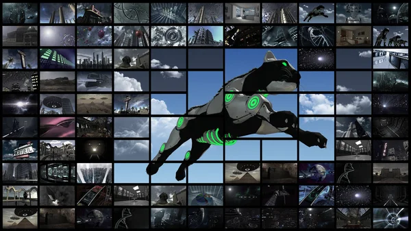 Video muur panorama — Stockfoto