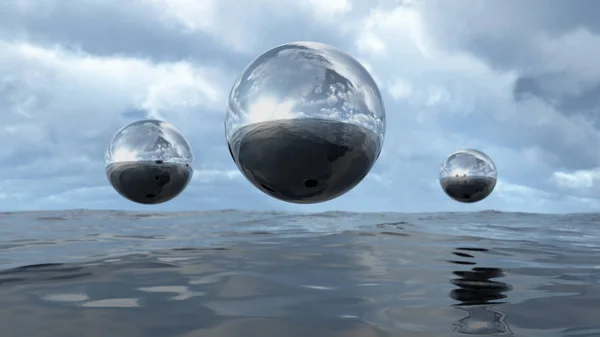 液体の透明な球体 — ストック写真