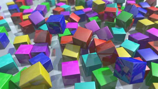 3D μπλοκ πολύχρωμο σωματίδια — Φωτογραφία Αρχείου