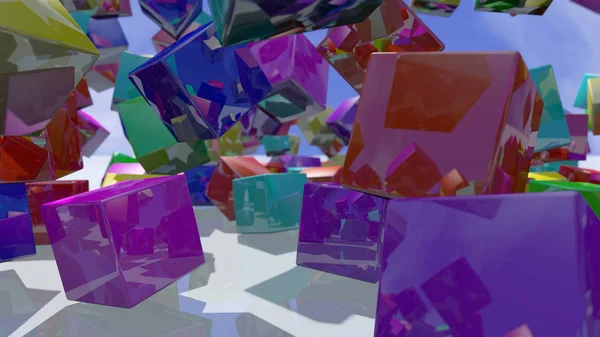 3D μπλοκ πολύχρωμο σωματίδια — Φωτογραφία Αρχείου