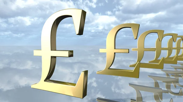 Shiny gold english Pound money signs — Stock Photo, Image