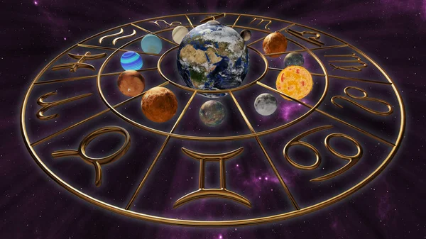 Gouden Horoscoop voor sterrenbeelden Stockfoto