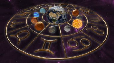  Zodyak Astroloji gezegen küreler ile döner 