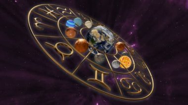  Zodyak Astroloji gezegen küreler ile döner 