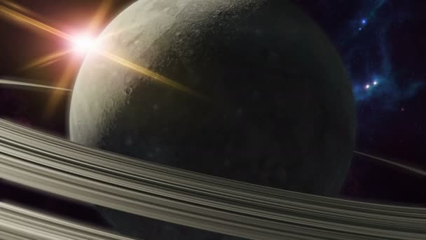 Золотой символ гороскопа Хирон на переднем плане планеты — стоковое видео