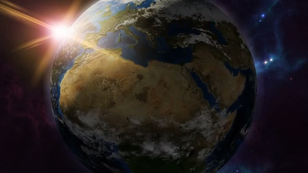 Oro símbolo del horóscopo de la Tierra en primer plano del planeta — Vídeo de stock