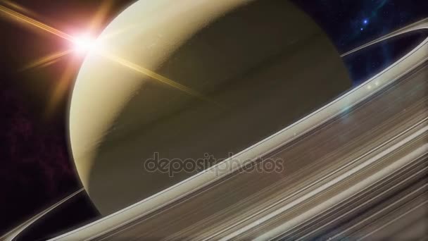 Oro Saturno horóscopo símbolo en primer plano del planeta — Vídeo de stock