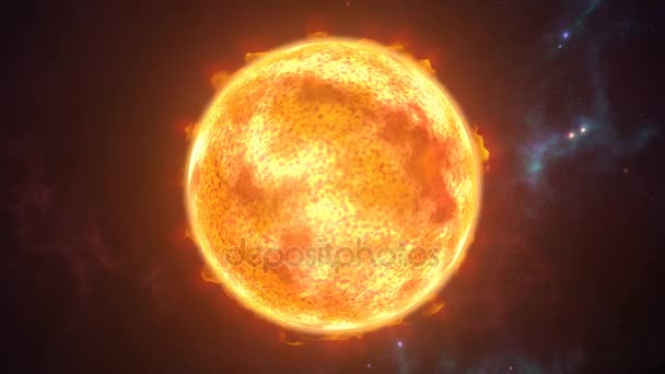 Animatie van de brandende zon globe renderen — Stockvideo