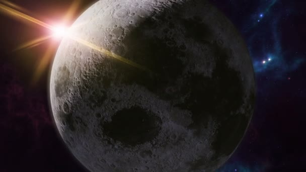 Oro Luna horóscopo símbolo en primer plano del planeta — Vídeo de stock