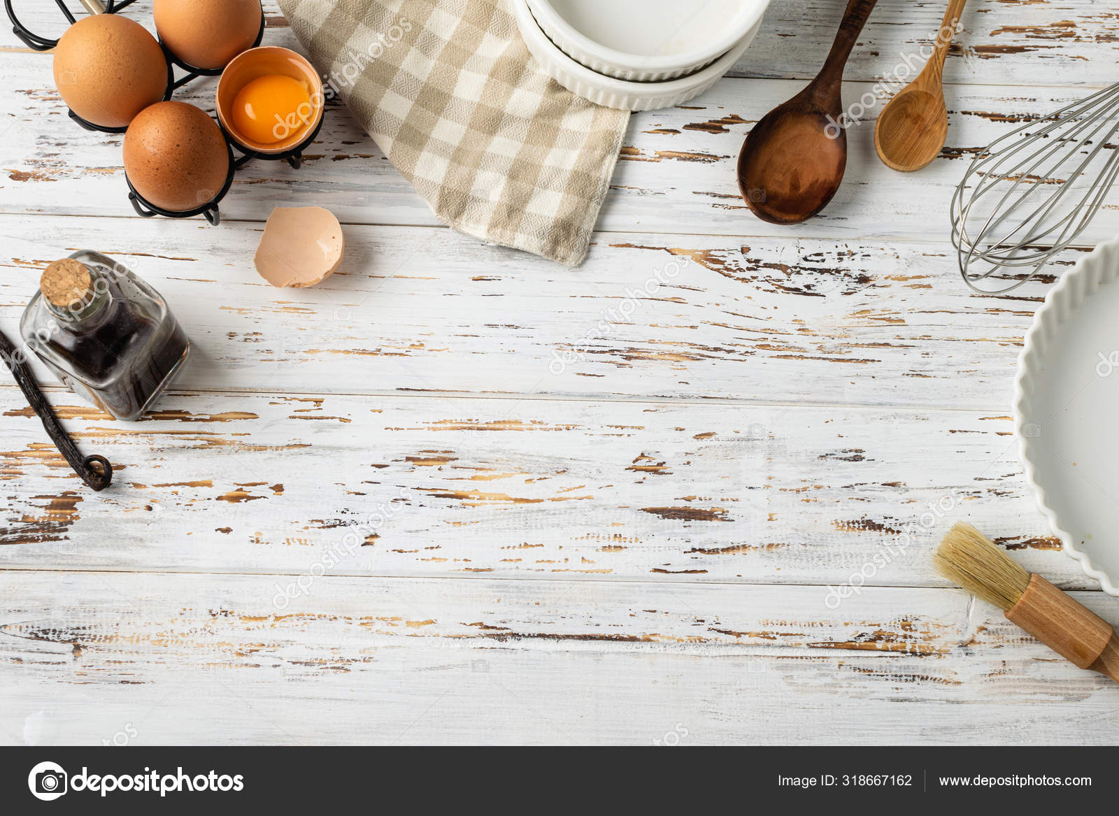 Baking pastry background frame, ingredients, kitchen utensils on Stock  Photo by ©Anastasia_Turshina 318667162