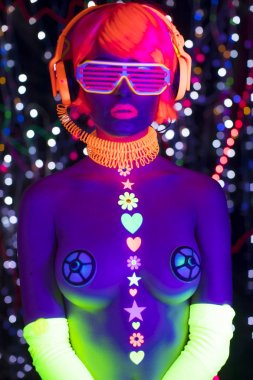 UV neon disko seksi kadın cyber oyuncak robot elektronik oyuncak parlayan