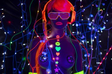 UV neon disko seksi kadın cyber oyuncak robot elektronik oyuncak parlayan
