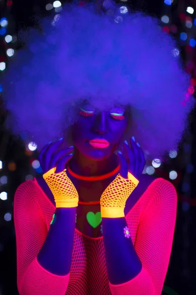 发光紫外线霓虹灯性感迪斯科女性网络娃娃机器人电子玩具 — 图库照片