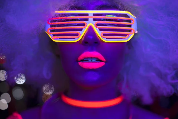 Záře uv neon sexy disco ženské cyber doll robot elektronické hračky — Stock fotografie