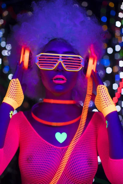 Záře uv neon sexy disco ženské cyber doll robot elektronické hračky — Stock fotografie