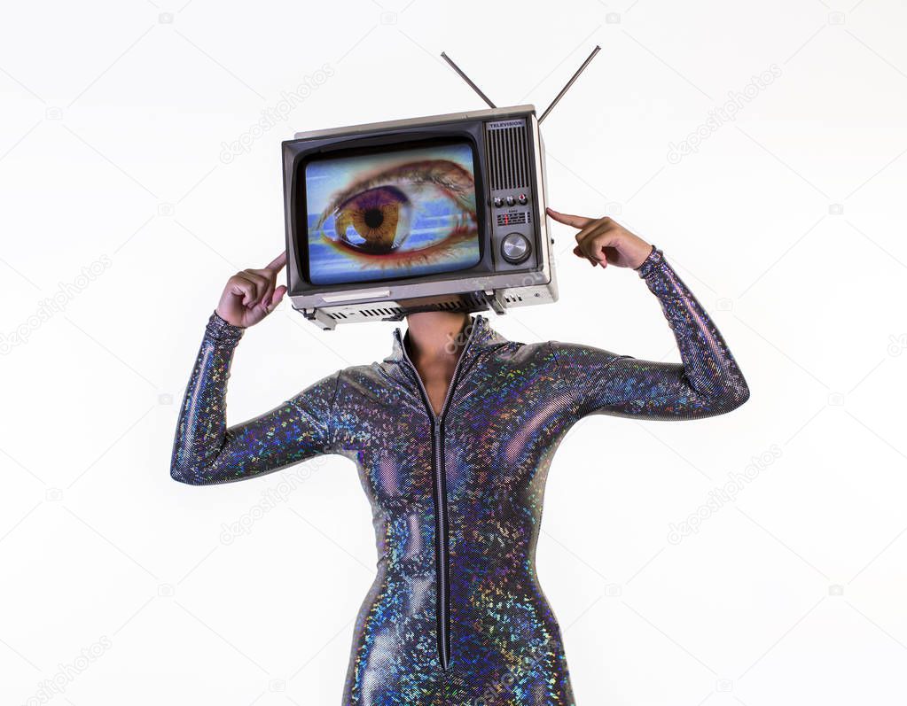 tv head woman with eye video
