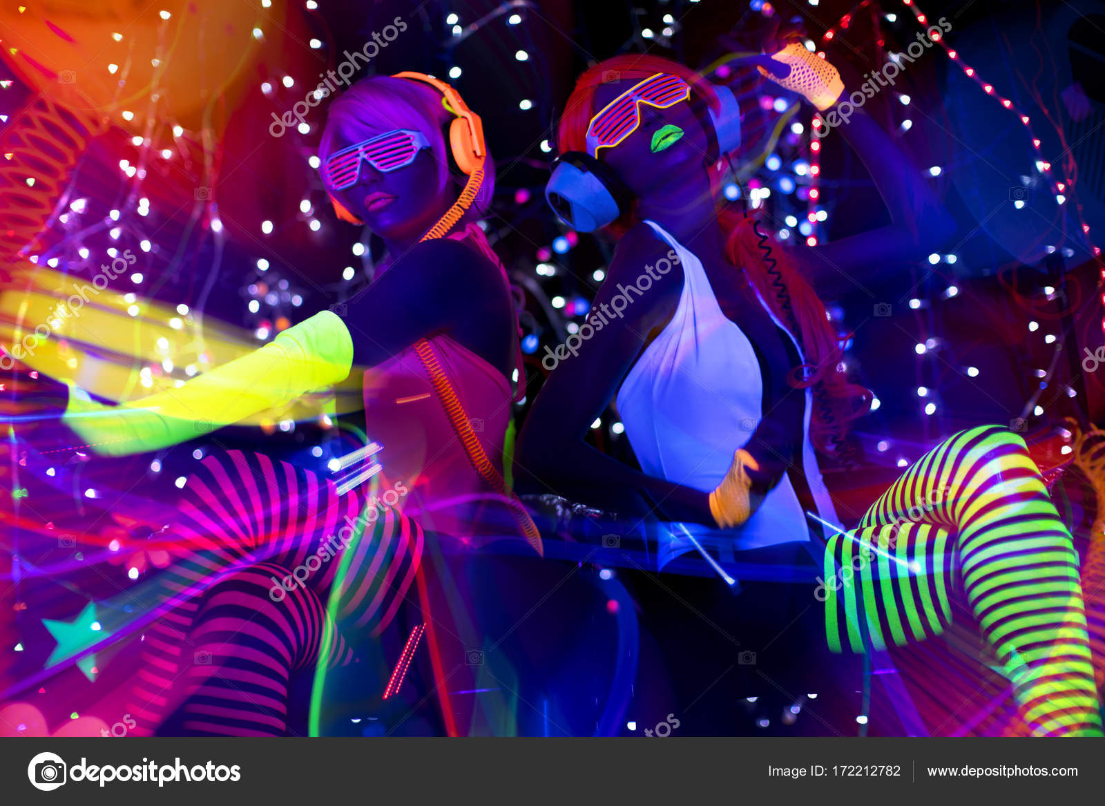 Záře uv neon sexy disco ženské cyber panenka Stock Fotografie dubassy