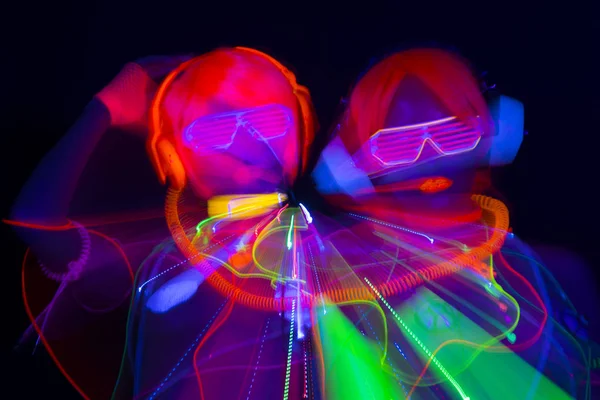 Leuchten UV Neon sexy Disco weibliche Cyber-Puppe — Stockfoto