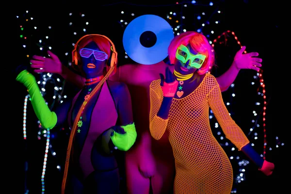 Glow uv neon disco partty — Stock Photo, Image