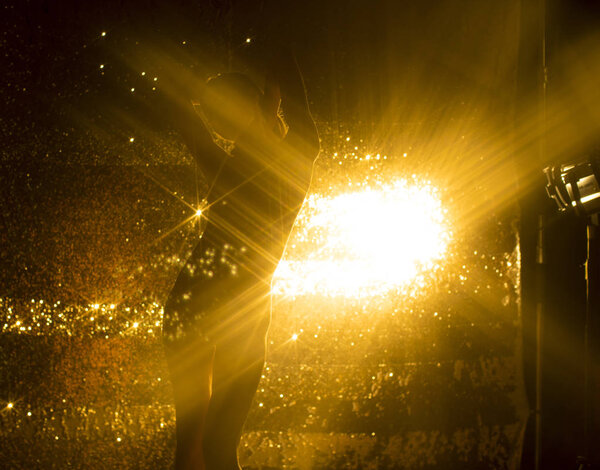 beautiful woman in golden setting