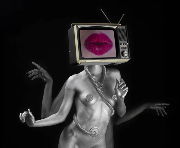tv head lips robotic woman dancer