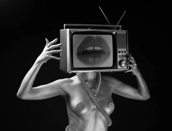 tv head lips robotic woman dancer