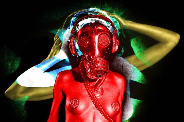 Plynová maska erotické sexy gogo tanečnice freaky jiskra — Stock fotografie
