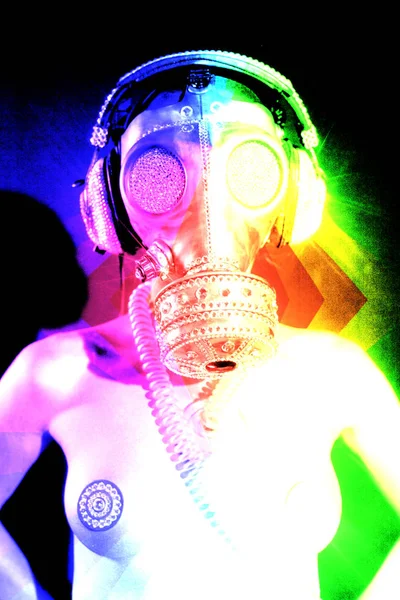 Gasmask erotyczne seksowne tancerki gogo freaky sparkle — Zdjęcie stockowe