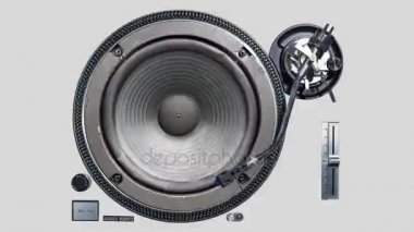 bir vinil plak çalar farklı video arka planlar ile kesme