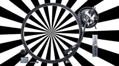 bir vinil plak çalar farklı video arka planlar ile kesme