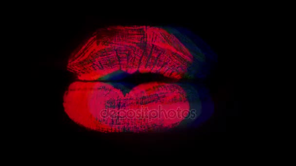 Volgorde Van Verschillende Afbeeldingen Close Van Vrouwelijke Mooie Rode Lippenstift — Stockvideo