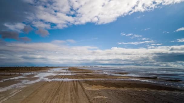 Hyperlapse Pov Shot Camera Attached Front Road Vehicle Driving Flooded — Stock Video