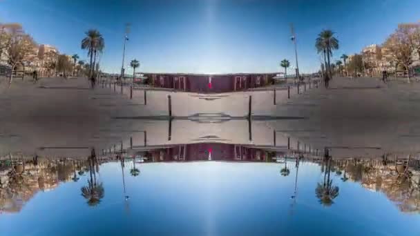 Hyperlapse Pov Shot Travelling Beach Neighborhood Barceloneta Barcelona Turned Kaleidoscope — Stock Video