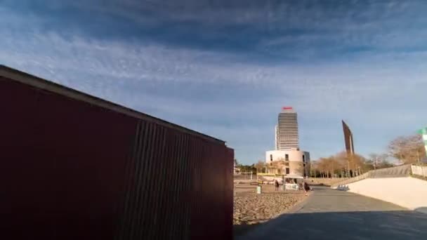 Барселона Испания Апреля 2018 Года Путешествие Порт Олимпик Барселонета Барселоне — стоковое видео
