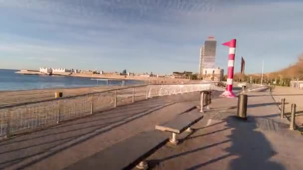 Barcelona Spanien April 2018 Resa Runt Port Olympic Och Barceloneta — Stockvideo