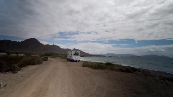 Jazdy Road Ścieżek Parku Przyrody Wybrzeżu Puntas Wybrzeżu Murcji Hiszpania — Wideo stockowe
