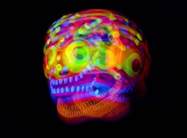Neon glow mask scary face monster — Stock Photo, Image