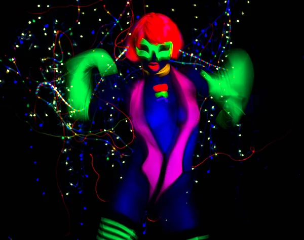 Sexy neon uv blask tancerz — Zdjęcie stockowe