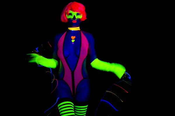 Sexy neon uv blask tancerz — Zdjęcie stockowe