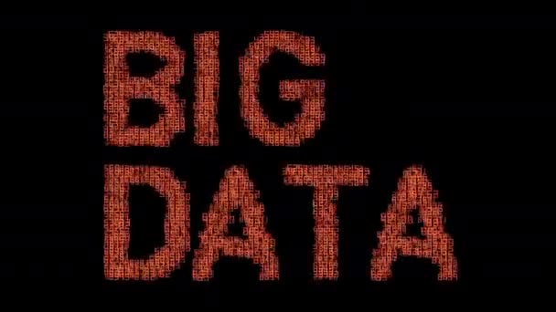 Gekleurde Woorden Big Data Bestaande Uit Numerieke Sequenties Zwarte Achtergrond — Stockvideo