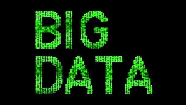 Colored Words Big Data Consisting Numerical Sequences Black Background — ストック動画