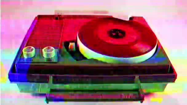 Vinyl Platenspeler Spelen Met Verschillende Vervormingen Toegevoegd — Stockvideo