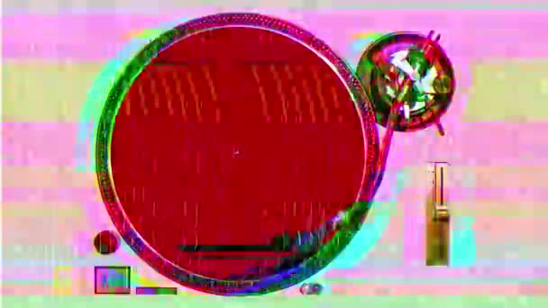 lecture d'un tourne-disque vinyle avec différentes distorsions de télévision ajoutées 