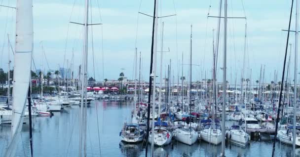 Beau Paysage Avec Ciel Bleu Nuages Blancs Ligne Yachts — Video