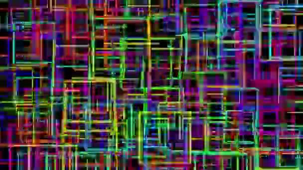 Abstrakcyjne Cyfrowe Kolorowe Kwadratowe Kształty Różnych Rozmiarach Ruchu — Wideo stockowe