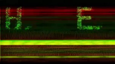 words hello world consisting of numerical sequences with glitch effect on black background