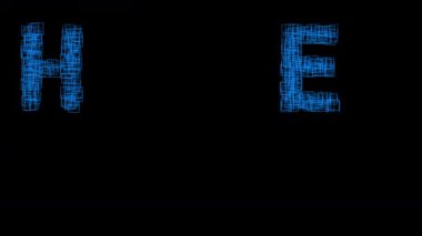 colored words hello world consisting of numerical sequences on black background