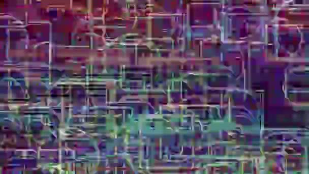 Ψηφιακή Αφηρημένη Χρωματιστά Τετράγωνα Σχήματα Διάφορα Μεγέθη Που Κινούνται — Αρχείο Βίντεο