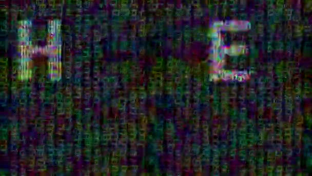 Mots Bonjour Monde Composé Séquences Numériques Avec Effet Glitch Sur — Video