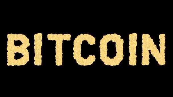 Opakování Bitcoinové Zprávy Obrazovce Počítače Přidanými Efekty Poruchy Zkreslení — Stock video